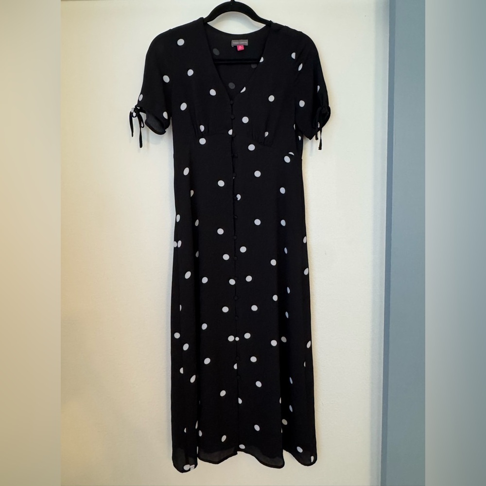 Vince Camuto Polka Dot Button-Front Midi Dress- 6 Petite - Picture 3 of 10
